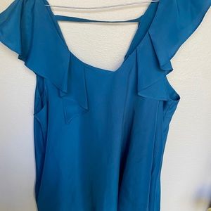 BCBGeneration Teal Blue Bird V Neck Back K…